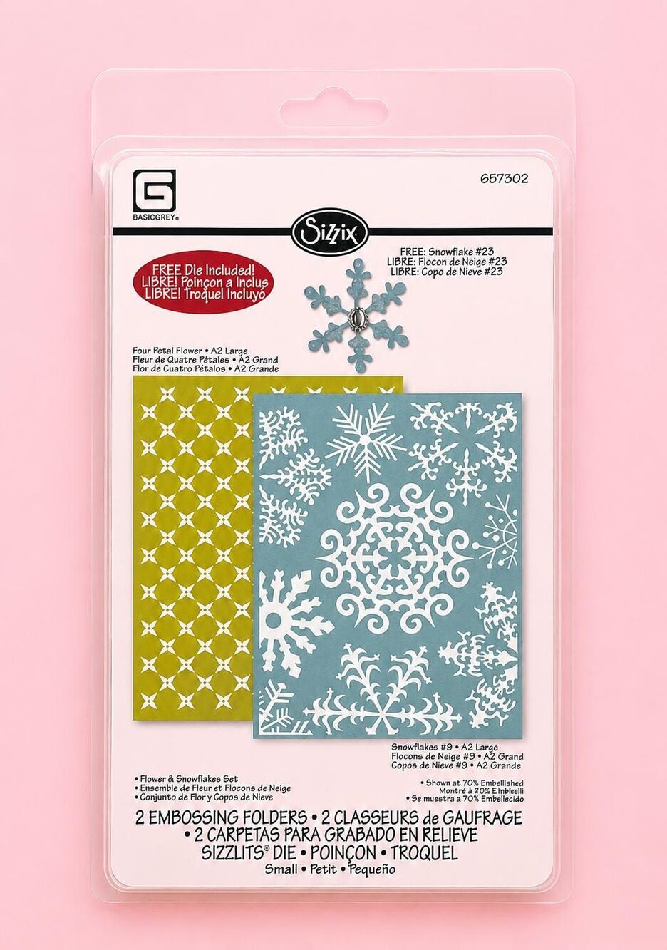 Sizzix Snowflake Embossing Folder Set w/ FREE Snowflake Die | Winter Card Making